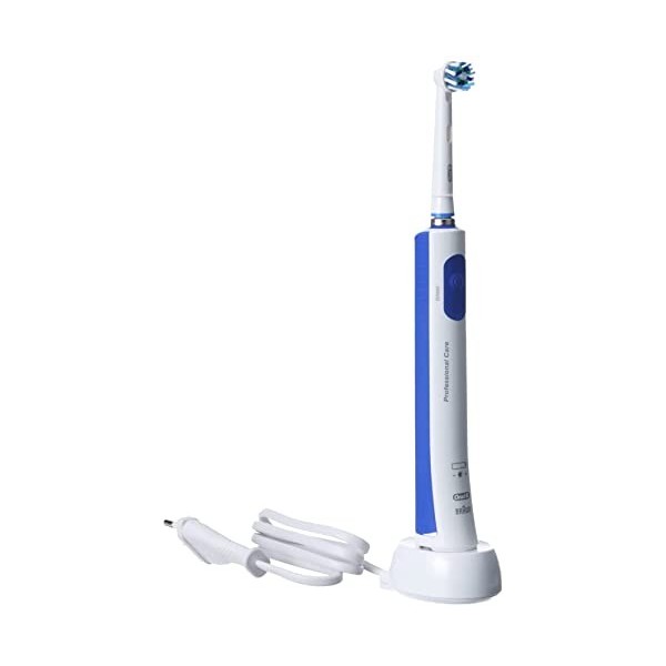 Oral-B Pro 600 Brosse À Dents Électrique Rechargeable Avec 1 Manche Et 1 Brossette Crossaction, Technologie 3D, Élimine Jusqu