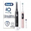 Oral-B iO 6 Brosses À Dents Électriques Lot De 2 Noire Et Rose, Manches Avec Écran Noir Et Blanc Connectés Bluetooth, 3 Bross