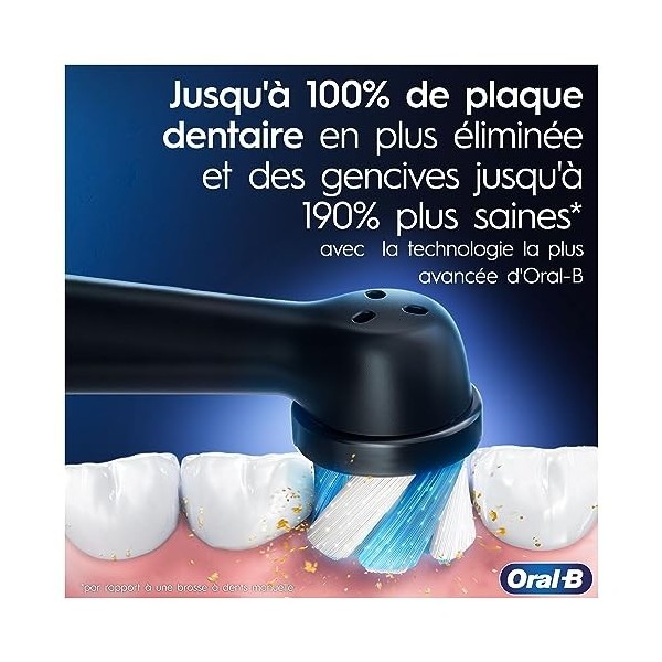 Oral-B iO 6 Brosses À Dents Électriques Lot De 2 Noire Et Rose, Manches Avec Écran Noir Et Blanc Connectés Bluetooth, 3 Bross