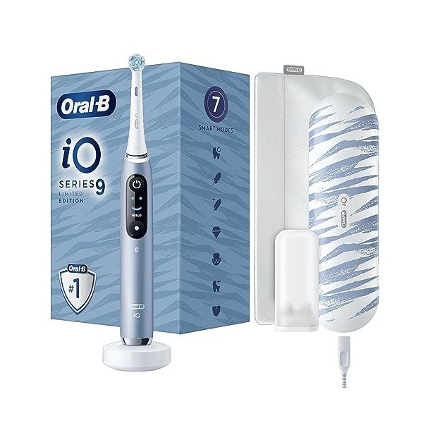 Oral-B iO 9 Brosses À Dents Électriques Rechargeables, Manche Noire et Rose connectés Bluetooth Avec Technologie Magnétique R