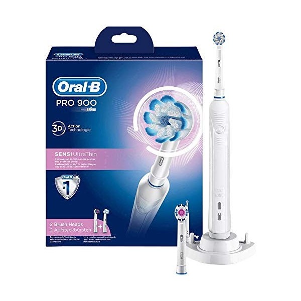 Oral-B Pro 1 900 Brosse À Dents Électrique Rechargeable Avec 1 Manche Capteur De Pression Et 1 Brossette, Technologie 3D, Noi