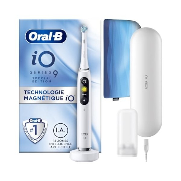 Oral-B iO 9 Brosse À Dents Électrique Édition Spéciale Rose Quartz connectée Bluetooth, 1 Brossette, 1 Étui De Voyage Chargeu