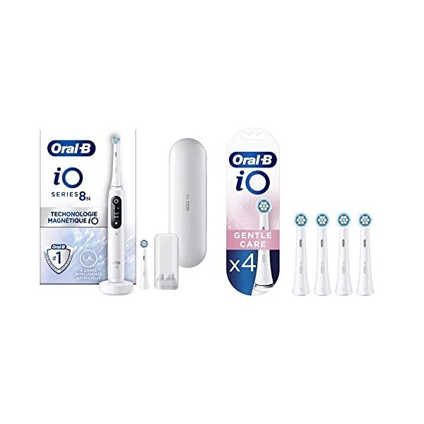 Oral-B iO 8N Brosse À Dents Électrique Noire connectée Bluetooth, 2 Brossettes, 1 Étui De Voyage