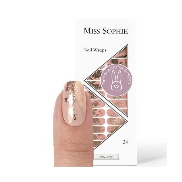 Miss Sophie Nail Wrap - "Classy Copper", Graphique, Métallique, Nail Wraps -24 nail wraps auto-adhésifs ultra-fins longue dur