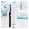 Oral-B Pro 2 2900 Brosse dents électrique rechargeable avec 2 poignées capteur pression et 2 têtes brosse, Noir et blanc