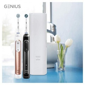 Oral-B Genius&nbsp;9900 Brosses à Dents Électriques Rechargeables par Braun, 2&nbsp;Manches Connectés&nbsp;: 1 RoseGold et 1 Noir, 6&nbsp;Modes D