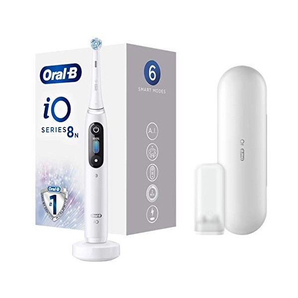 Oral-B iO Series 8n Brosse à Dents Électrique Rechargeable avec 1 Manche Intelligence Artificielle, Violet, 1 Brossette et 1 