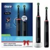 Oral-B Pro 3 - 3900 - Lot De 2 Brosses À Dents Électriques Noires, 2 Manches Avec Capteur De Pression Visible, 2 Brossettes