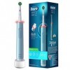 Oral-B Pro 3000 Brosse À Dents Électrique Rechargeable Avec 1 Manche Capteur De Pression Et 1 Brossette Crossaction, Bleu, Te