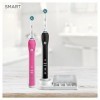 Oral-B Smart 4 Brosse à Dents Électrique Rechargeable avec 2 Manches Connecté et 2 Brossettes, Rose et Noir, Lot de 2