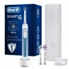 Oral-B Pro 6000 Brosse À Dents Électrique Rechargeable Avec 1 Manche Connecté Bluetooth, Bleu, 3 Brossettes Et 1 Étui De Voya