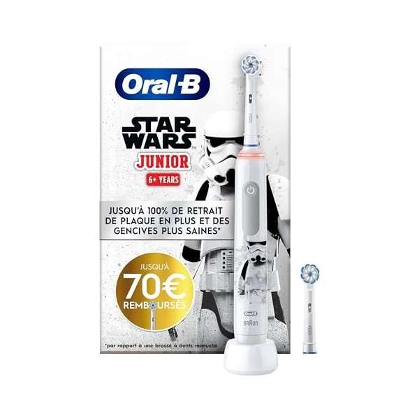 Oral-B Junior Brosse À Dents Électrique, 1 Manche Avec Star Wars, 2 Brossettes, 6 Ans Et Plus