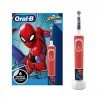 Oral-B Brosse à dents électrique pour enfants conçue par Braun, 1 poignée avec Marvel Spider-Man, 1 tête de brosse à dents, 1