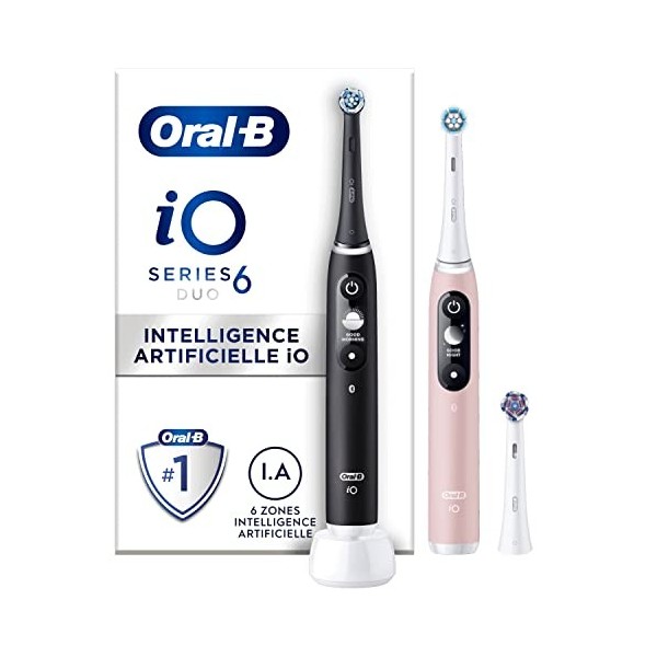 Oral-B iO 6 Brosses À Dents Électriques Lot De 2 Noire Et Rose, Manches Avec Écran Noir & iO 6N Brosse À Dents Électrique Bla