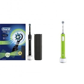 Braun Oral-B Pro 1-750 - Brosse À Dents Électrique Rechargeable, 1 Brossette, 1 Étui De Voyage Offert & Junior, Brosse À Dent