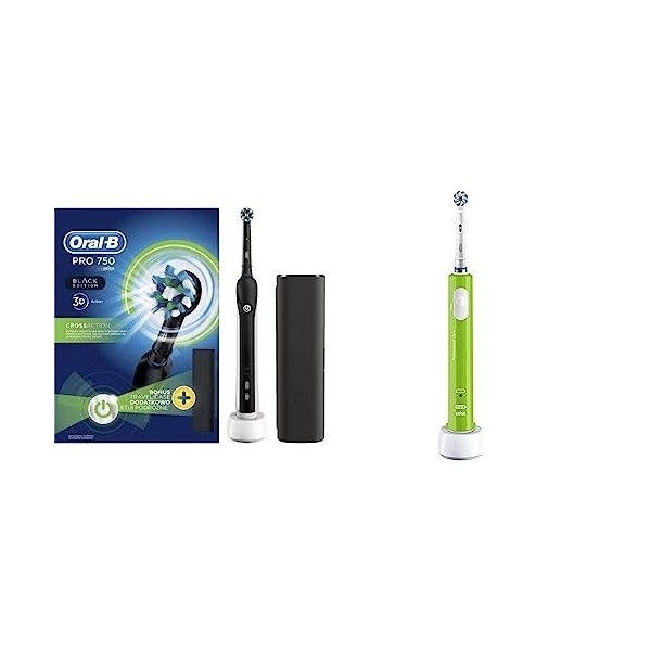 Braun Oral-B Pro 1-750 - Brosse À Dents Électrique Rechargeable, 1 Brossette, 1 Étui De Voyage Offert & Junior, Brosse À Dent