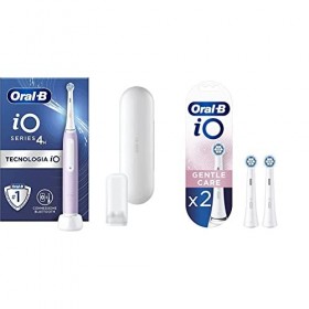 Oral-B iO 4N Brosse À Dents Électrique Lavande connectée Bluetooth, 1 Brossette, 1 Étui De Voyage & iO Gentle Care Brossettes