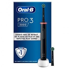Oral-B Pro 3 3000 Brosse À Dents Électrique Avec 2 Brossettes, Technologie 3D, Noir & Braun Oral-B Pro 1-750 - Brosse À Dents