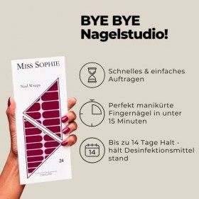 Miss Sophie Nail Wrap -"Cherry Pie", Uni, Rouge, Nail Wraps -24 nail wraps auto-adhésifs ultra-fins longue durée