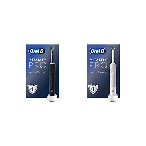 Oral-B Vitality Pro Brosse À Dents Électrique Noire, 1 Brossette & Vitality Pro Brosse À Dents Électrique Blanche, 1 Brossett