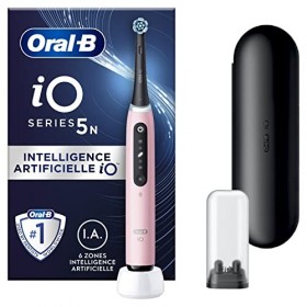 Oral-B iO 5N Brosse À Dents Électrique Rose connectée Bluetooth, 1 Brossette, 1 Étui De Voyage & iO 4N Brosse À Dents Électri