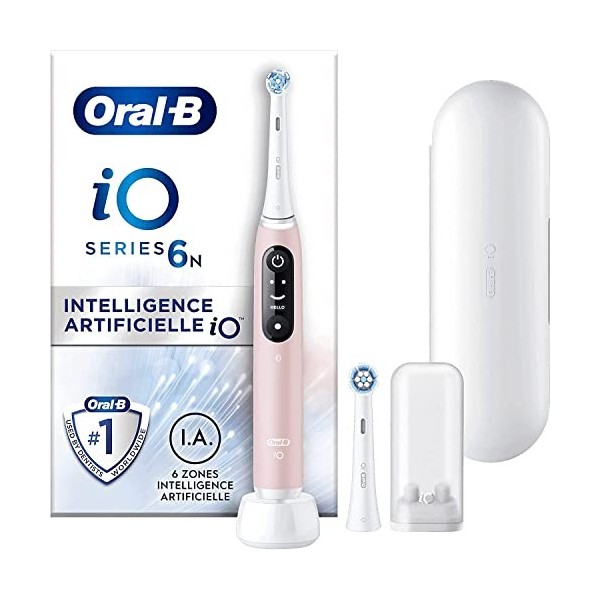 Oral-B iO 6N Brosse À Dents Électrique Noire Connectée Bluetooth, 2 Brossettes & iO Series 6N Brosse à Dents Électrique, Conn