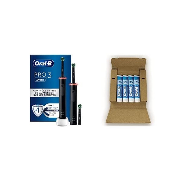 Oral-B Pro 3 3500 Brosse à Dents Électrique + Dentifrice Pro-Expert Protection Professionnelle Pack de 4 4x125ml , 1 Étui De