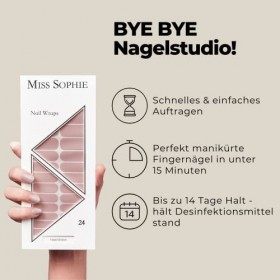 Miss Sophie Nail Wrap -"Hazel Brown", Uni, Nude, Nail Wraps -24 nail wraps auto-adhésifs ultra-fins longue durée