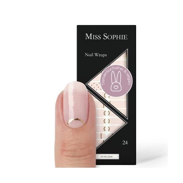 Miss Sophie Nail Wrap - "Oh My Gold!", Transparent, Graphique, Rose, Nail Wraps -24 nail wraps auto-adhésifs ultra-fins longu