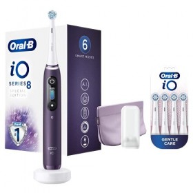 Oral-B iO - 8 - Brosse À Dents Électrique Rechargeable Édition Spéciale, 1 Manche Haut De Gamme Violet Amétrine, Affichage En