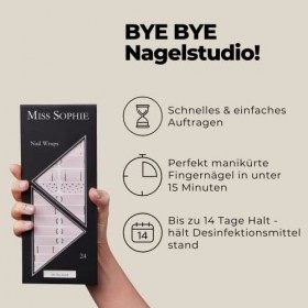 Miss Sophie Nail Wrap - "Oh My Gold!", Transparent, Graphique, Rose, Nail Wraps -24 nail wraps auto-adhésifs ultra-fins longu