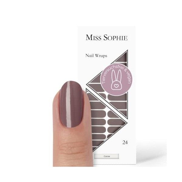 Miss Sophie Nail Wrap - "Cocoa", Uni, Tons nude, Nail Wraps -24 nail wraps auto-adhésifs ultra-fins longue durée