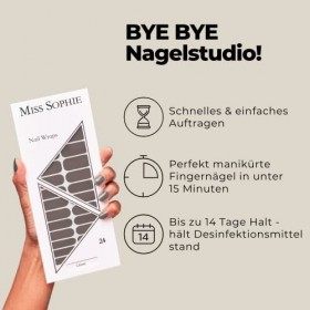 Miss Sophie Nail Wrap - "Cocoa", Uni, Tons nude, Nail Wraps -24 nail wraps auto-adhésifs ultra-fins longue durée
