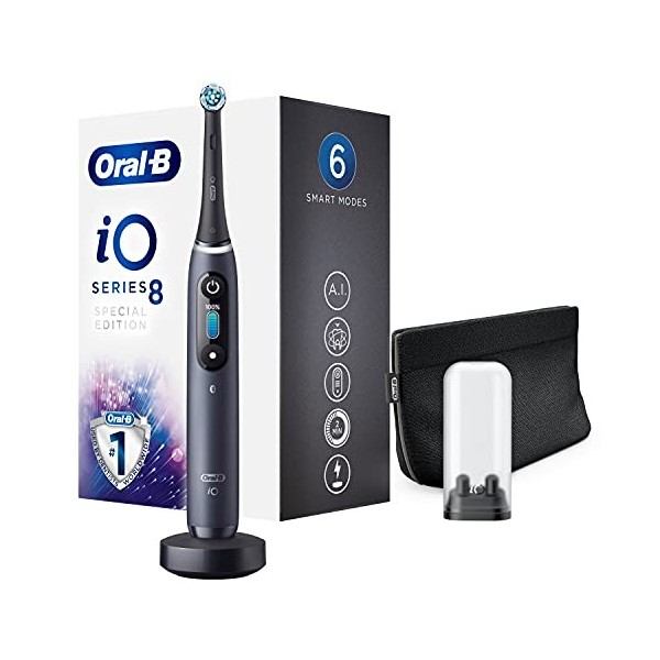 Oral-B iO Series 8s Brosse à Dents Électrique Rechargeable avec 1 Manche Intelligence Artificielle, 1 Brossette et 1 Pochette