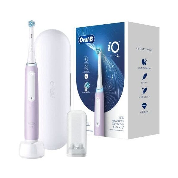 Oral-B iO Series 4 Brosse à dents électrique 4 modes de brossage pour soins dentaires, technologie magnétique, étui de voyage