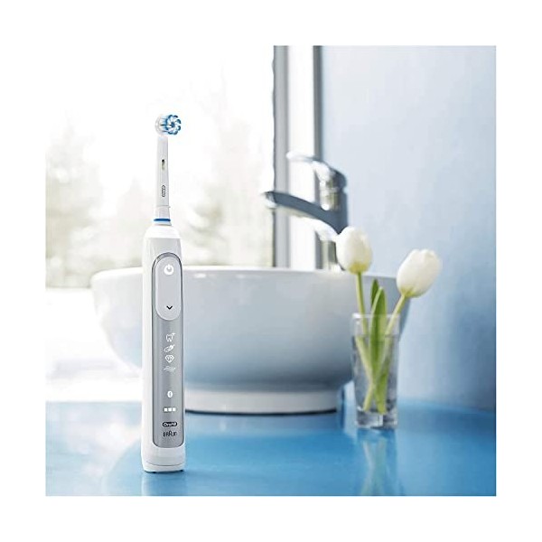 Oral-B Pro 8000 Brosse À Dents Électrique Rechargeable Avec 1 Manche Connecté Bluetooth Détecteur De Position, Argenté, 1 Bro