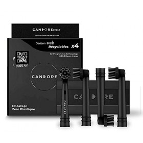 Candore - Brossette Brew One | Infusée au Charbon, Action Brossage Croisé - Pour Oral-B Brosse à Dents Électrique | Programme