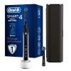 Oral-B Smart 4 Brosse À Dents Électrique Rechargeable Avec 1 Manche Connecté Bluetooth, Noir, 2 Brossettes Et 1 Étui De Voyag