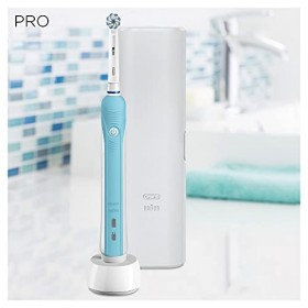 Oral-B Pro 1 750 Brosse À Dents Électrique Rechargeable Avec 1 Manche Capteur De Pression Et 1 Brossette, Bleu, Technologie 3