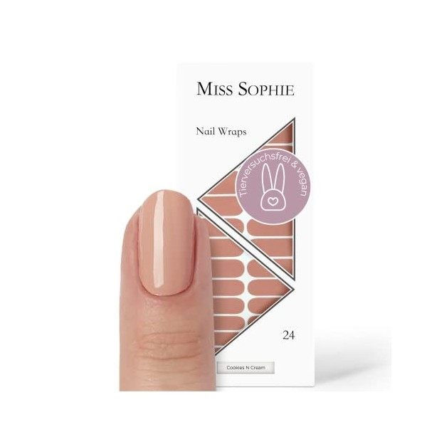 Miss Sophie Nail Wrap - "Cookies N Cream", Uni, Tons nude, Nail Wraps -24 nail wraps auto-adhésifs ultra-fins longue durée