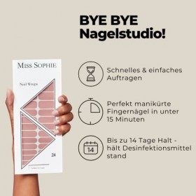 Miss Sophie Nail Wrap - "Cookies N Cream", Uni, Tons nude, Nail Wraps -24 nail wraps auto-adhésifs ultra-fins longue durée