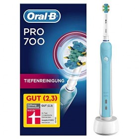 Oral-B Pro 700 Brosse à Dents Electrique avec minuteur et profondeur Brossette de nettoyage, Blanc/Bleu