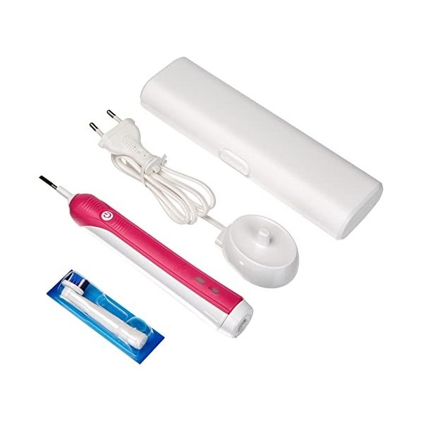 Braun Oral-B Brosse à dent Blanche + Trousse de Voyage Rose