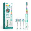 Seago Brosse à dents pour enfants avec lumière colorée, technologie Sonic et 3 têtes de extra douces, minuterie de 2 minutes,