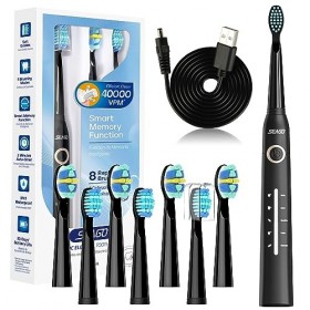 Brosse à dents électrique, seago brosse à dent sonique brosse a dent electrique adultes avec 8 Têtes, 40000 VPM, 5 modes de b