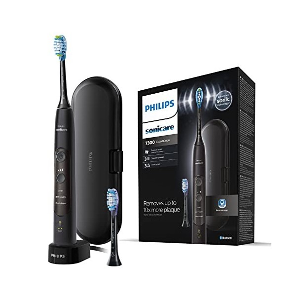 Philips Sonicare ExpertClean 7300 Brosse à dents électrique sonique connectée avec étui de voyage, Noir modèle HX9601/02 