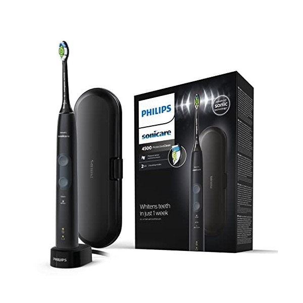 Philips Sonicare ProtectiveClean 4500 Brosse à dents électrique sonique avec 2 Programmes de Brossage, Contrôle de Pression, 