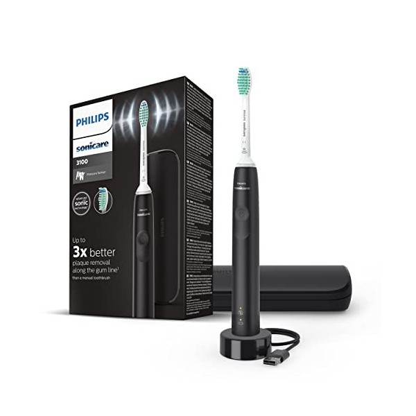 Philips Sonicare Série 3100 Brosse à dents électrique sonique avec capteur de pression intégré, étui de transport, Rose paste