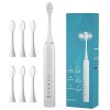 Y-Kelin Sonic Brosse à dents électrique pour adultes et enfants avec 6 têtes de brosse Blanc 