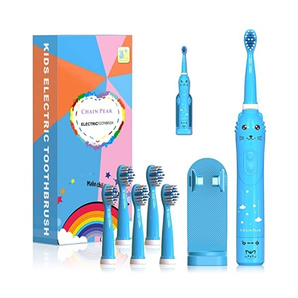 Brosse à dents rechargeable pour enfants, brosse à dents électrique sonique pour enfants de 3 à 12 ans, rappel de 30 secondes